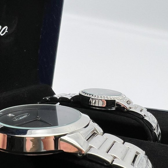 Antonino Collection His & Hers Silver Watch Set – Black Dial Gift Box - Picture 4 of 8